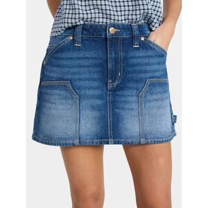 No Boundaries Denim Carpenter Micro Mini Skirt, Women's Size L (12-14)